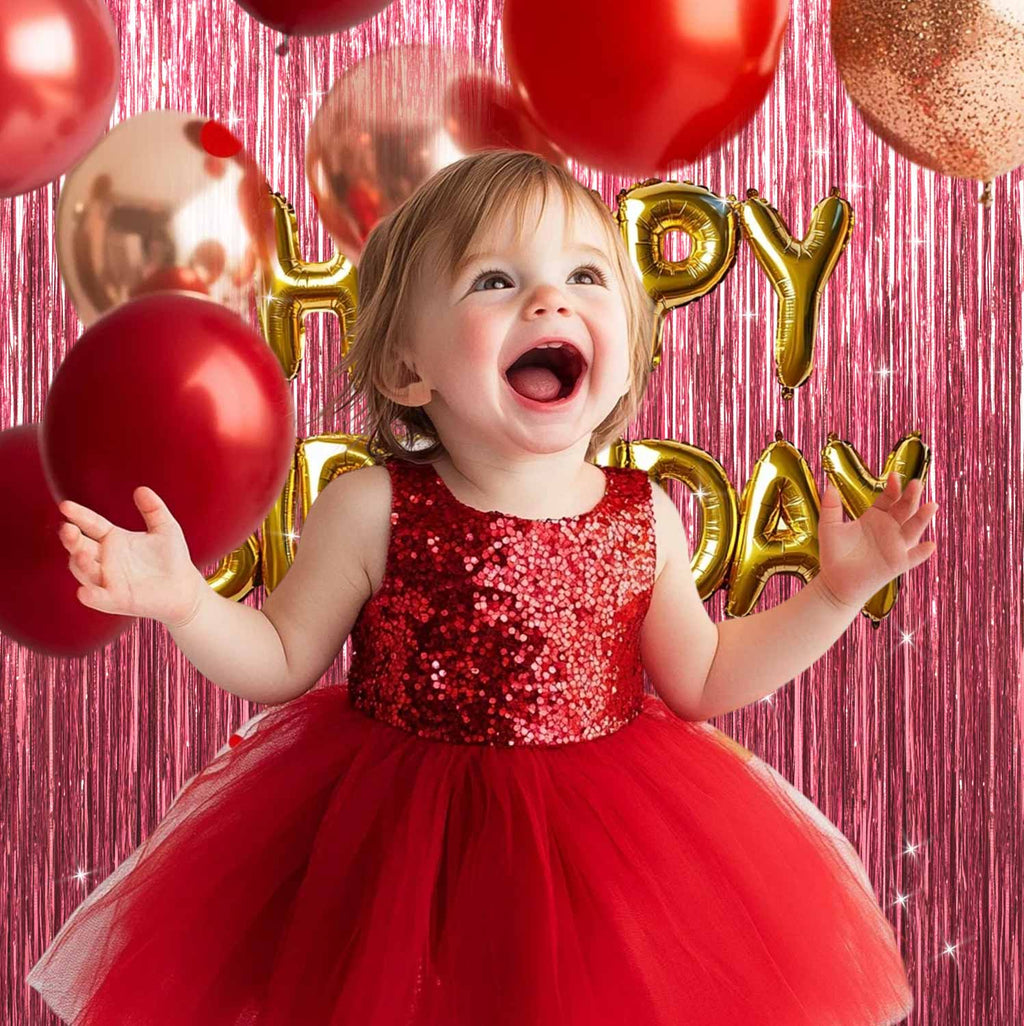 Sm:)e 2-Pack Light Bright Silver Foil Fringe Curtains for Events - Birthday, Wedding, Graduation, Christmas, Baby Shower, various festivals Decor Photo Booth Fun!