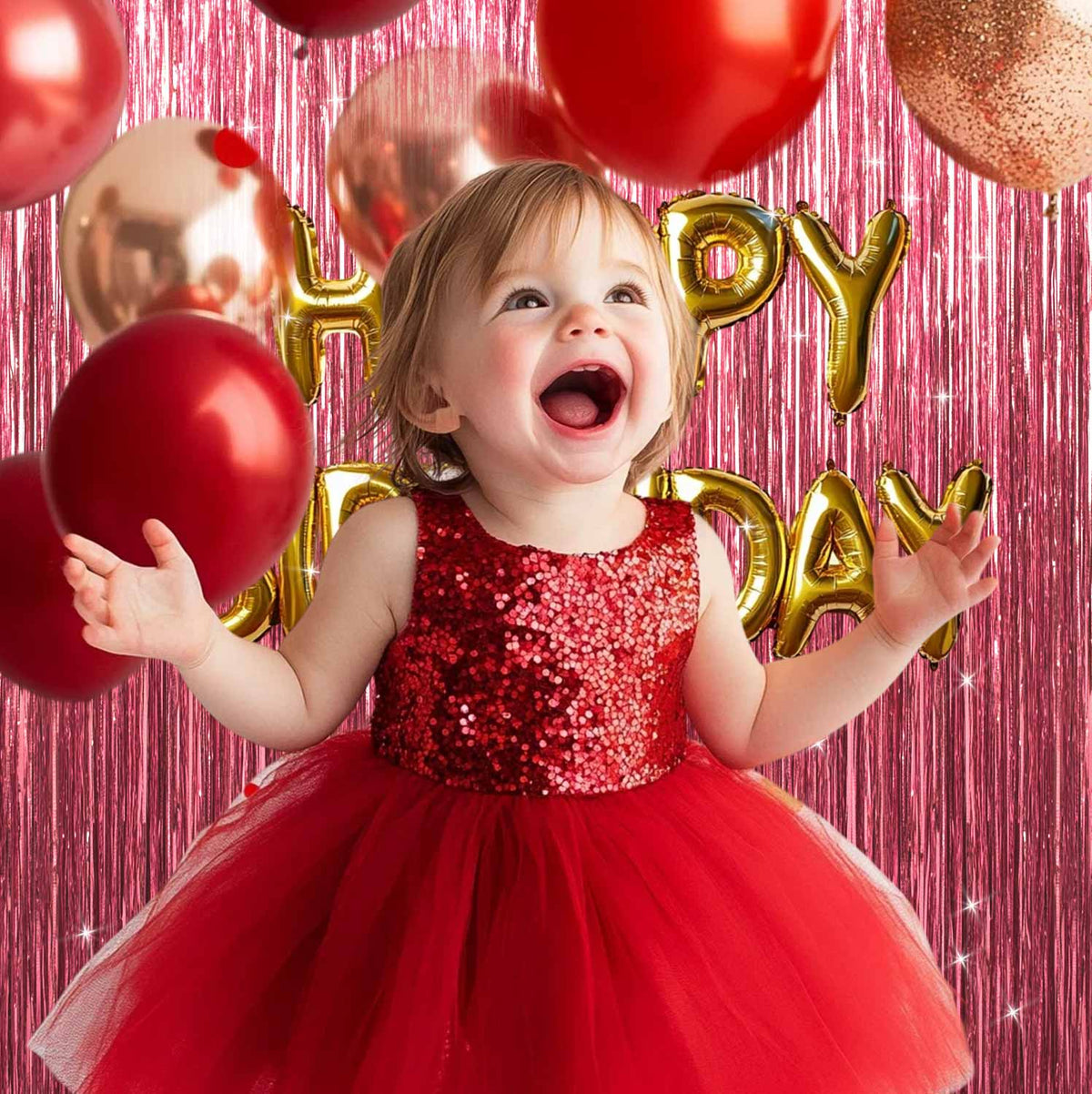 Sm:)e 2-Pack Light Bright Silver Foil Fringe Curtains for Events - Birthday, Wedding, Graduation, Christmas, Baby Shower, various festivals Decor Photo Booth Fun!