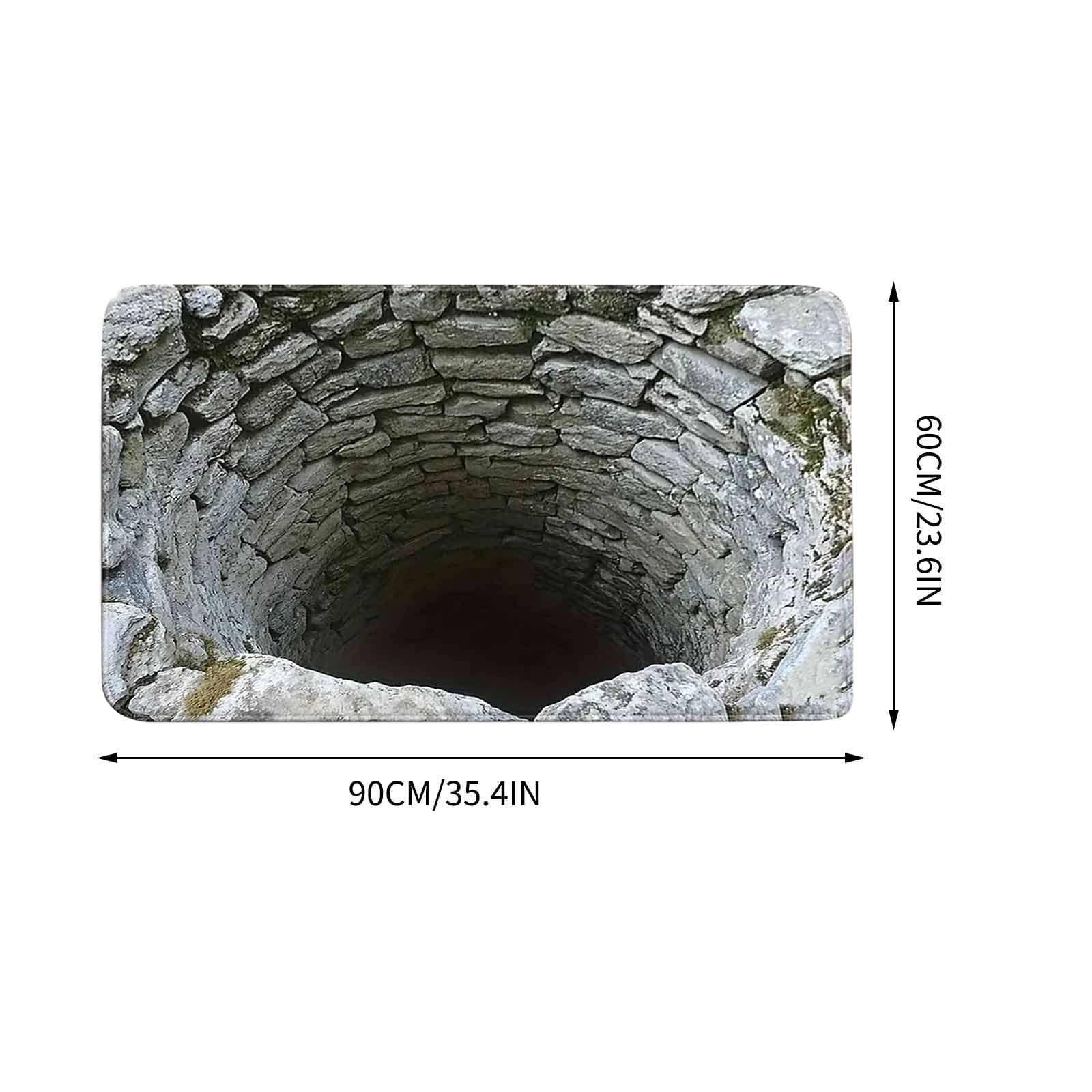 2026 New 3D Hole Rug, Rugs That Look like a Hole, Trap Optical Illusion Bottomless Non-slip Doormat for Door Entrance, Bathroom, Stairs, Playroom, Living Room, Or Area Decoration