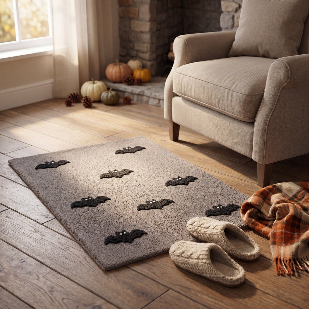 OutmaxHome Halloween Theme Cute Ghost Print Doormat, 15.8x23.6 Inch Non-Slip Absorbent Mat, Easy to Clean, for Front Door, Porch, Farmhouse