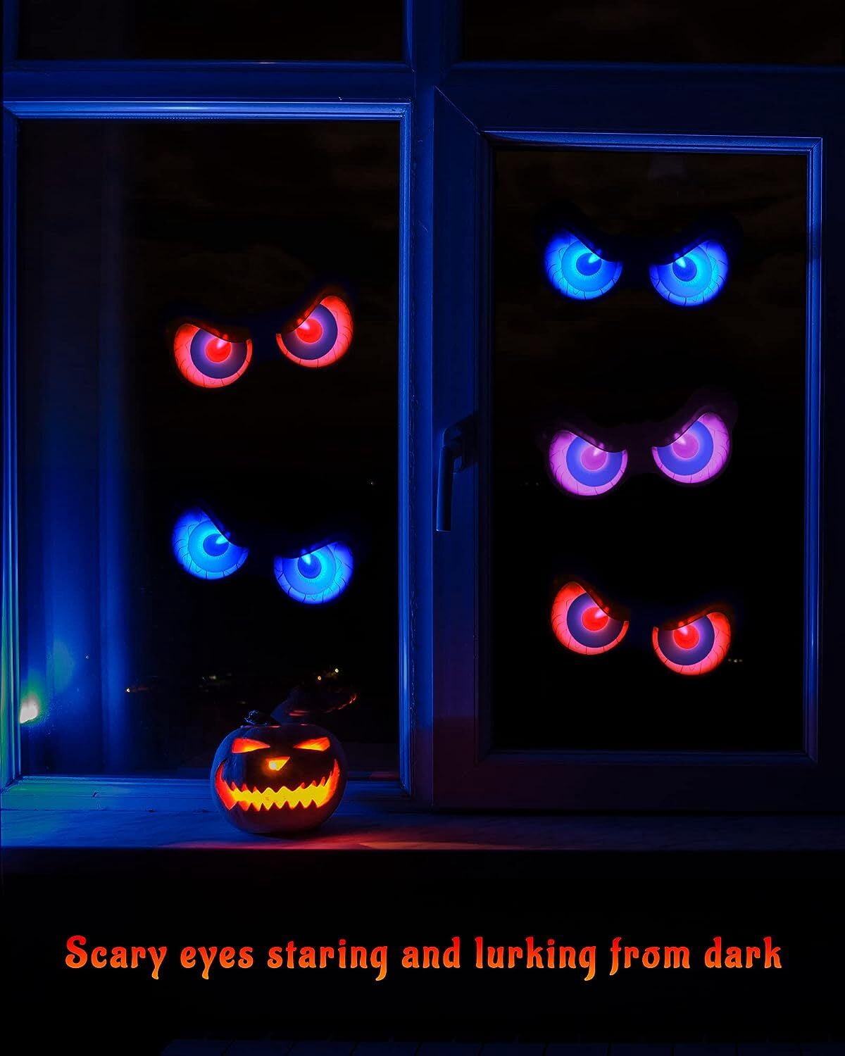 Sewawe Halloween Flashing Peeping Eyes, Spooky Animated LED Eyes, Halloween Decorations