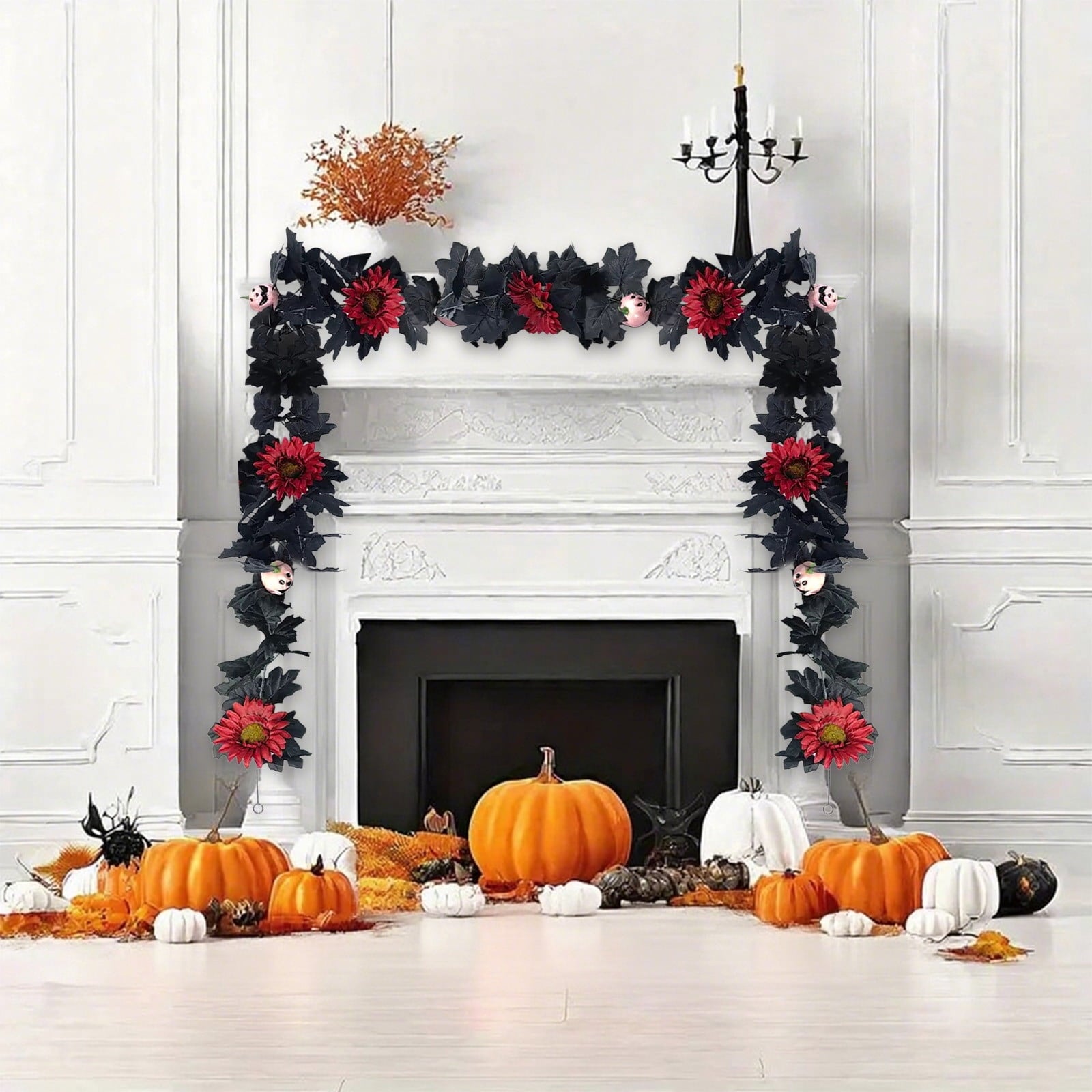 AZXY Halloween Decor, Halloween Indoor Decor, Halloween Tabletop, Artificial Red Silk Rose Stems, Gothic Fake Floral Bouquet, Halloween Decorations for Home Table Party Decor