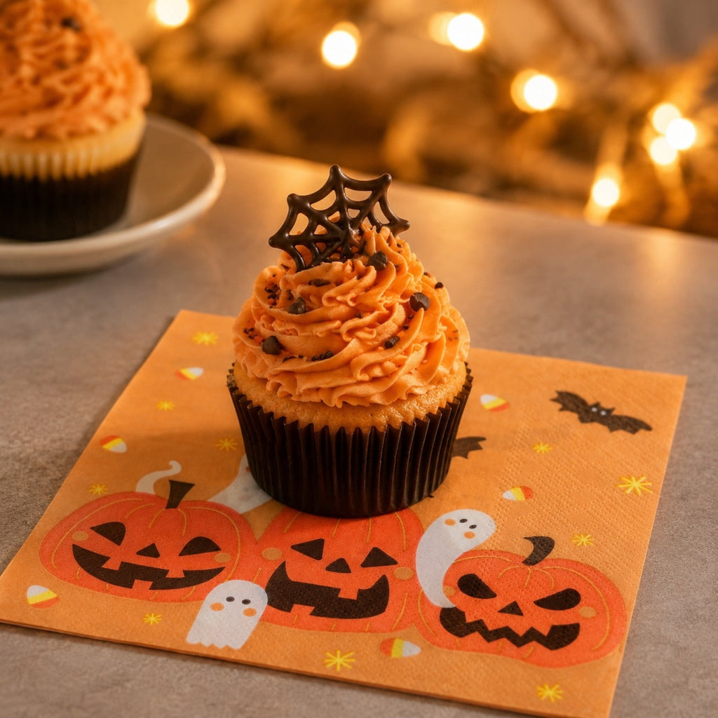 OCCOA Halloween Disposable Printed Paper Napkins 20 Count, Cute Spooky Pattern Party Table Decor Supplies, Indoor Outdoor Holiday Dining Decoration, B