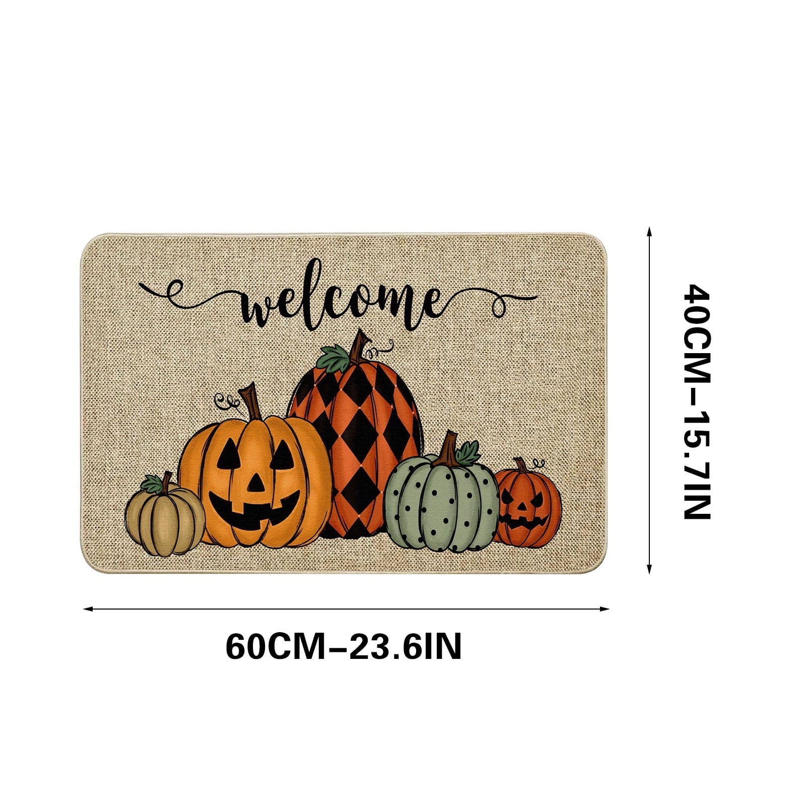 Kbndieu Halloween Door Mat, Halloween Pumpkin Rug Welcome Mats Outdoor for Front Door, Non Slip Floor Door Mat for Outside Front Porch Entryway Decor, 24 x 16 Inch