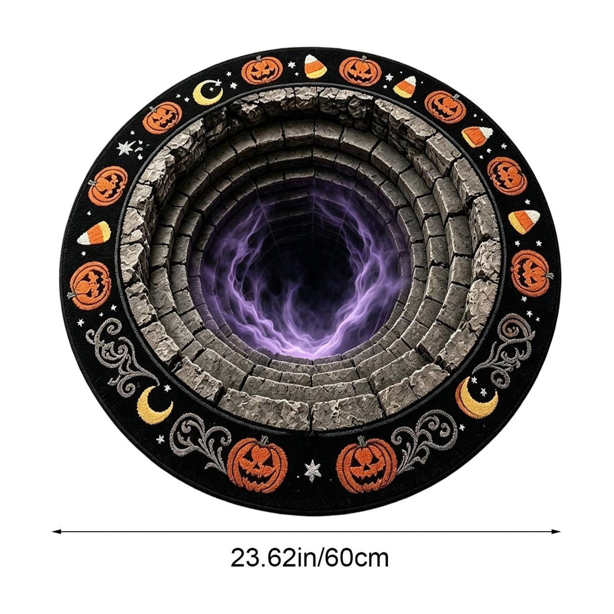 Halloween Wreath Shaped Rugs, Soft Indoor Mat for Entryway, Kitchen, Halloween Party, Pumpkin Witch Spooky Home Decor, 23.62x15.75 Inches