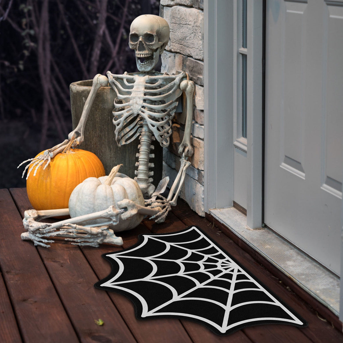 SLYNSHome Halloween Mats,31.5x15.7 Inch Spider Web Bathroom Door Mat Halloween Themed Rugs Avoid Slip Floor Mat Non-slip Pad for Front Door Hallowmas Home Decoration Supplies