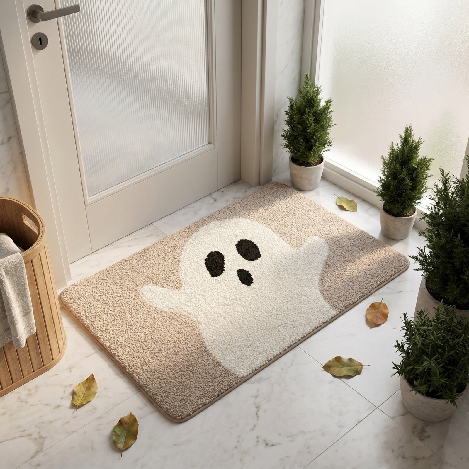 WWC Halloween Door Mat, 32x20 inch Halloween Decor Thick Non Slip Ghost doormat, Entryway Rug for Fall Party Indoor Outdoor Front Porch