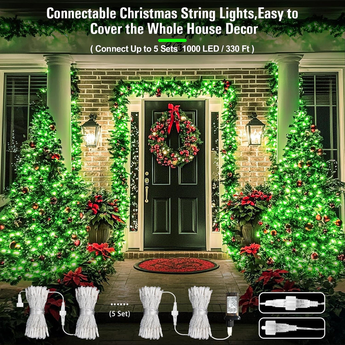 JMEXSUSS 200 LED Christmas Lights Indoor Outdoor, Connectable Warm White Christmas Tree Lights Clear Wire, 66 Ft Twinkle Fairy String Lights Plug in for Bedroom Wedding Christmas Tree Decorations