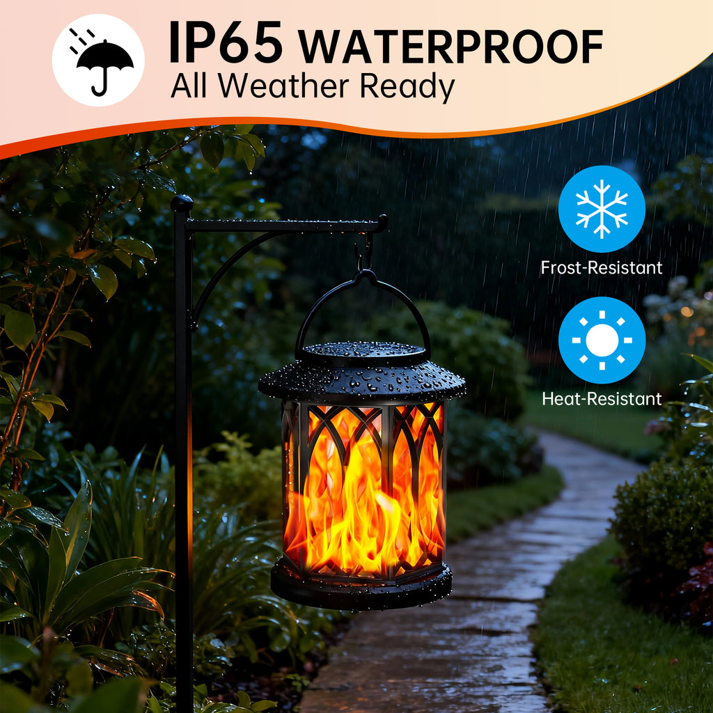 2 Pack Solar Lantern Outdoor Lights, Upgraded Flickering Flame Solar Lanterns Outdoor Waterproof, Hanging Lantern Decorative, Solar Powered Lanterns for Yard, Patio, Path, Tree, Garden Decor