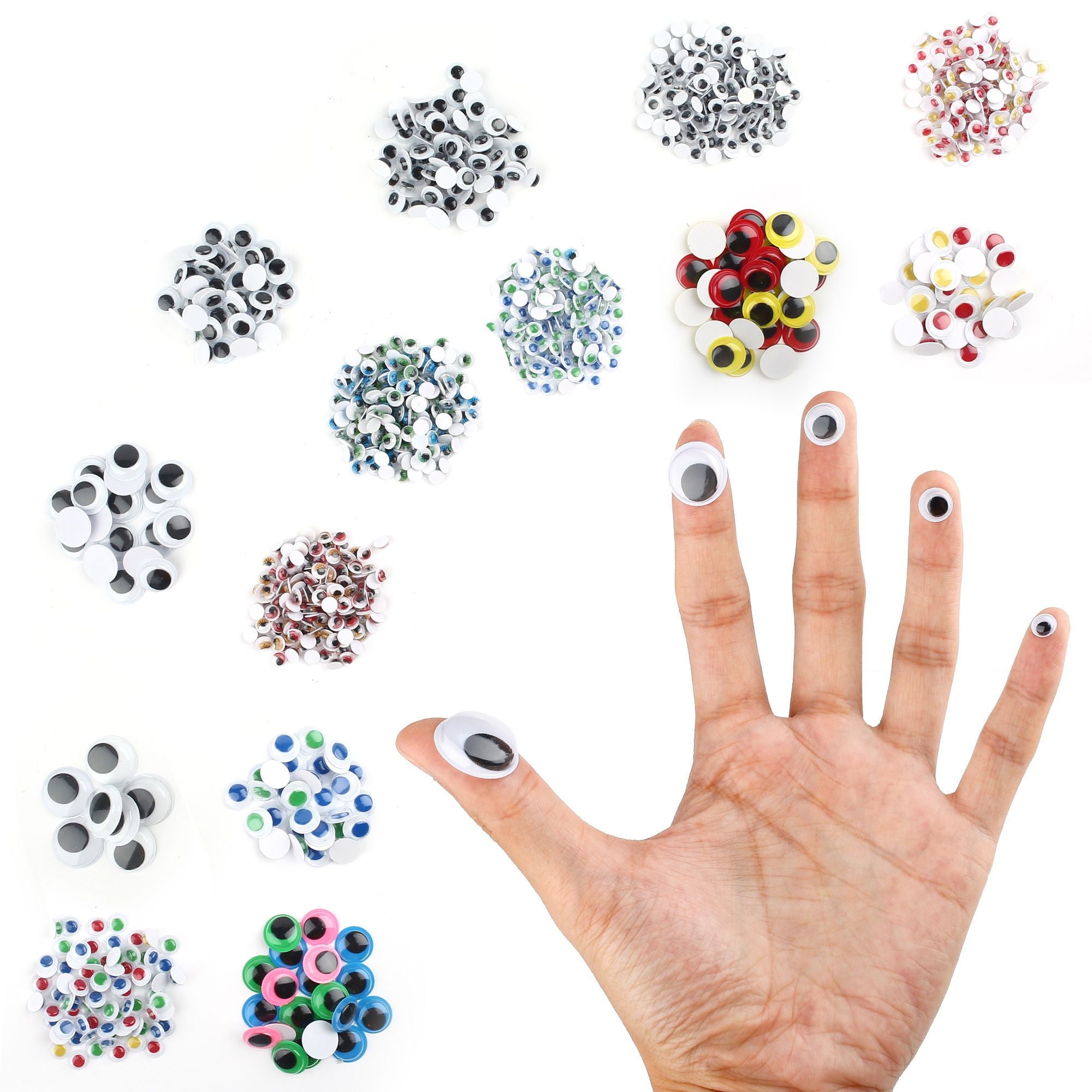 LotFancy 1100Pcs Googly Eyes Self Adhesive for Crafts, Plastic Wiggle Eyes Multi-Color