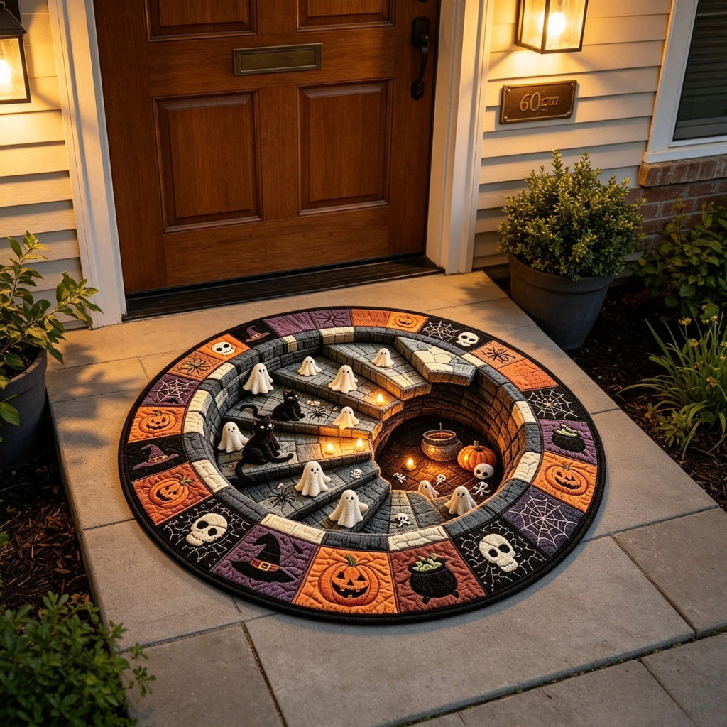 Halloween Wreath Shaped Rugs, Soft Indoor Mat for Entryway, Kitchen, Halloween Party, Pumpkin Witch Spooky Home Decor, 23.62x15.75 Inches