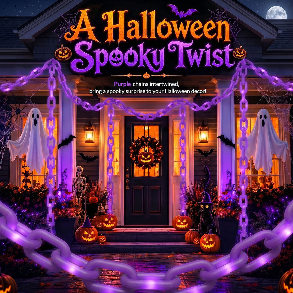 DAYBETTER 10FT Halloween Chain Lights, 8 Modes, Purple Lighted Props Chains, Waterproof for Outdoor Party, Creepy Cosplay, Spooky Ornaments