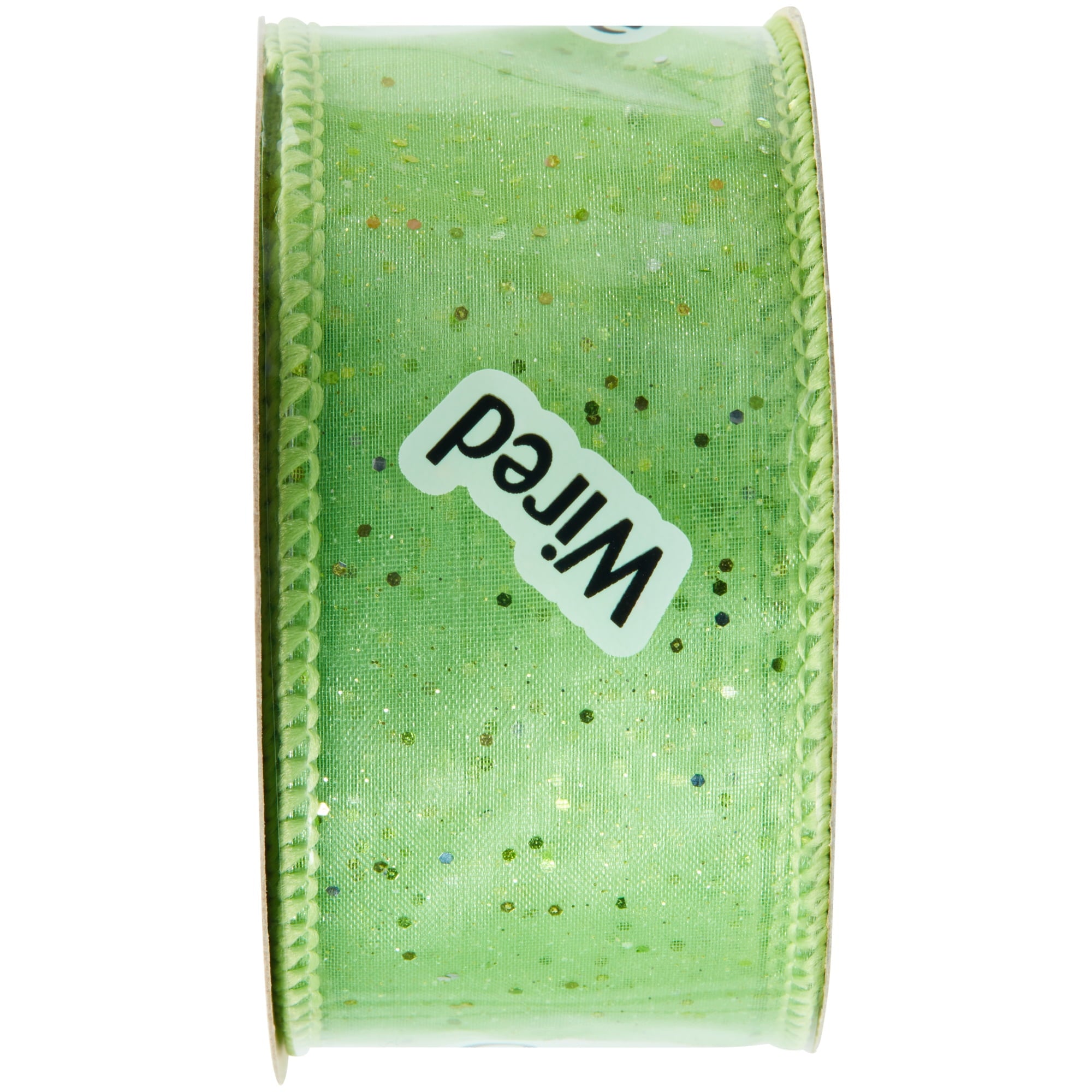 (3 pack) Offray Ribbon, Citrus Green 1 1/2 inch Wired Edge Sheer Polyester Ribbon, 9 feet