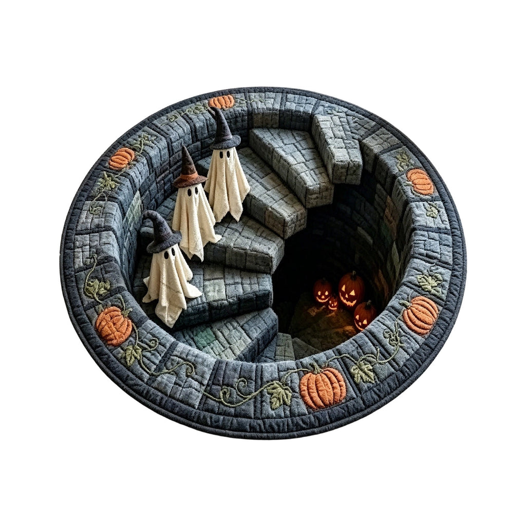 HHJZPR 3D Optical Illusion Halloween Round Rug, 23.6 Inch Spooky Pit Well Ghost Pumpkin Circular Floor Mat, Non Slip Halloween Indoor Front Door Decor Carpet