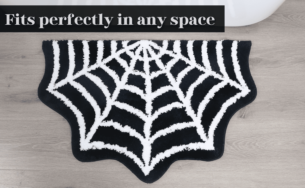 Spider Web Bath Mat - Halloween Rug Bathroom Decor Gothic Home Decor Witchy Horror Goth Room Rugs Gothic Bedroom Kitchen