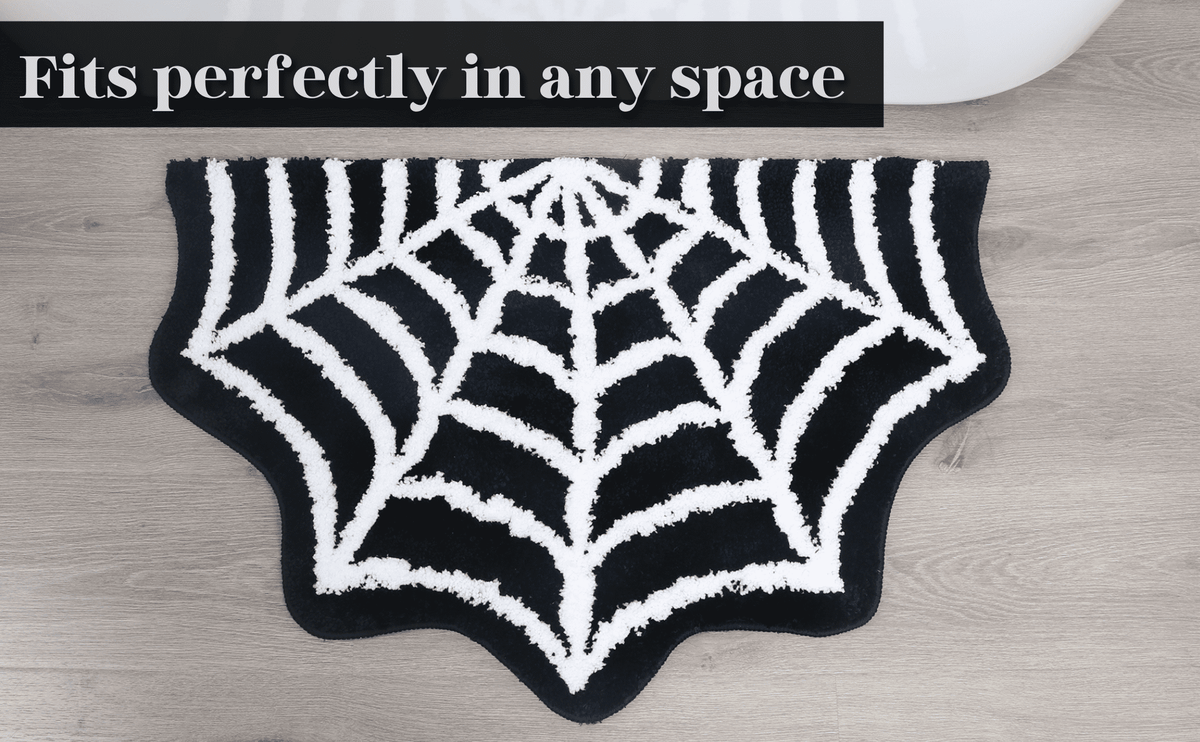 Spider Web Bath Mat - Halloween Rug Bathroom Decor Gothic Home Decor Witchy Horror Goth Room Rugs Gothic Bedroom Kitchen