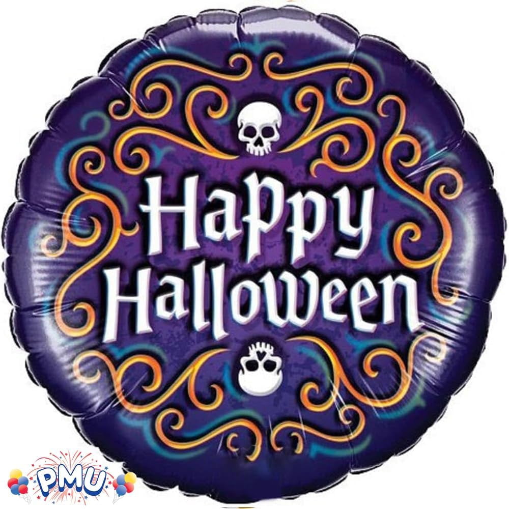 PMU Halloween Party Decoration "Happy Halloween" Jack Faces Aglow 18 Inch Mylar-Foil Balloon (1pkg) Pkg/1