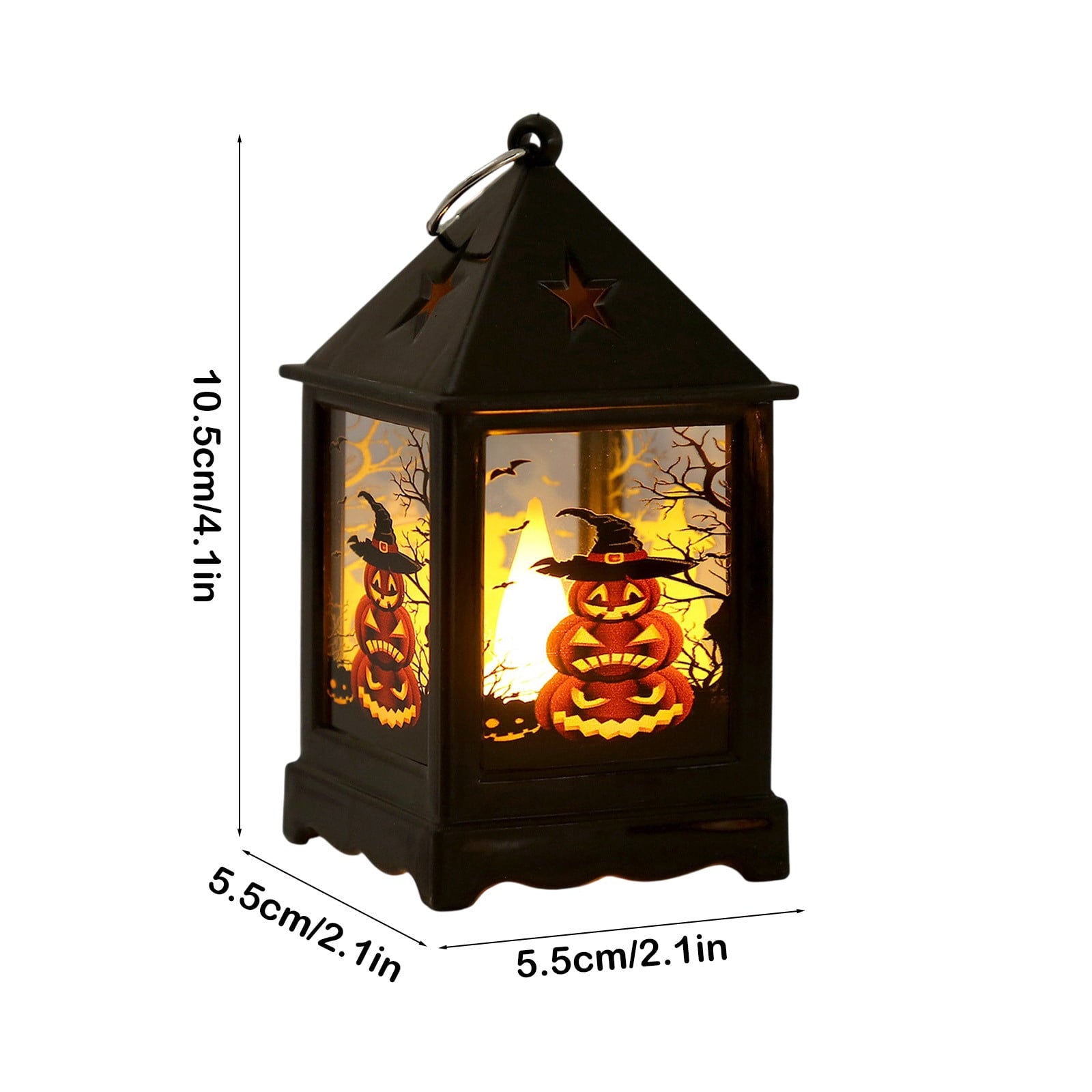 Halloween LED Lanterns with Spooky Skeleton, Owl, Bat, Castle & Flame Designs – Battery Operated Hanging Lights for Indoor/Outdoor Halloween Party Decor (C)