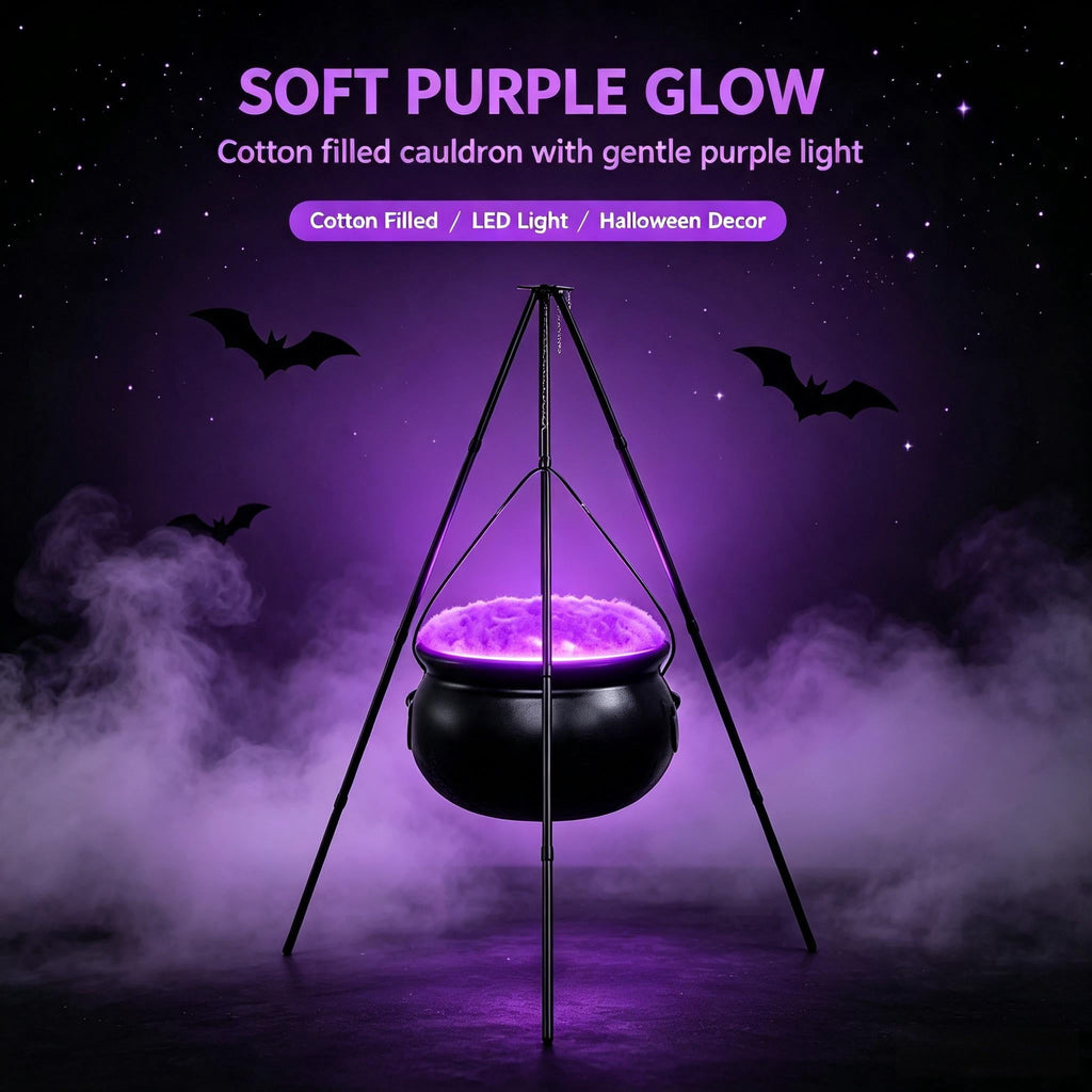 Muecwrye Halloween Decorations Outdoor, Halloween Clearance! Halloween Witches Cauldron on Tripod with Lights, DIY Bubbling Cauldron Set Decor for Home Porch Outside, Halloween Party Supplies