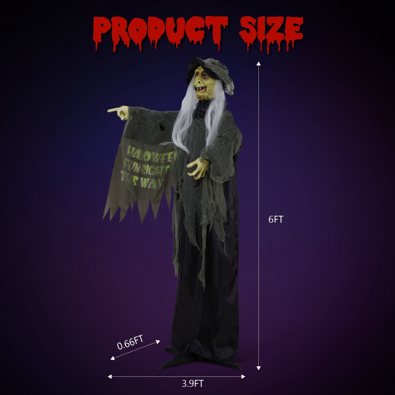 Yescom 9ft Flying Witch with Vulture & Owl Skeleton Halloween Outdoor Décor 2026