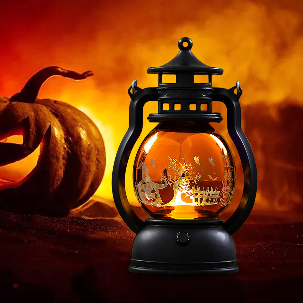 NSESSHome Halloween Pumpkin Lantern with LED, Portable Jack-O-Lantern for Halloween, Vintage Halloween Lamp Handheld Lantern Oil Lamp for Halloween Decorations Indoor and Outdoor