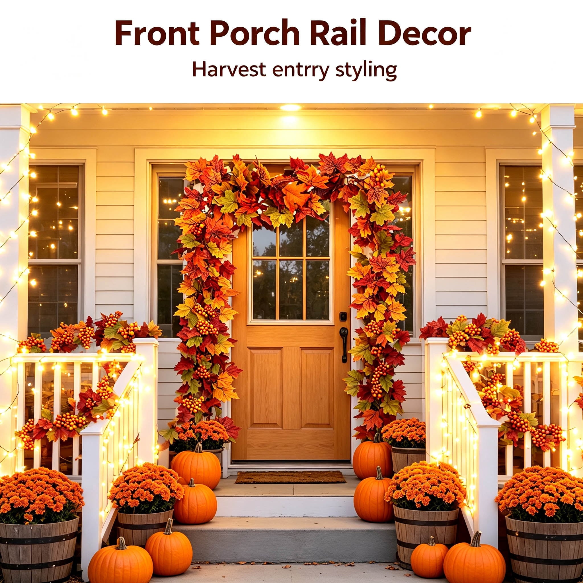 WKSCLPAI Halloween Maple Leaf Garland, Fall Vine Wreaths for Autumn Festivities Decor,Seasonal Garlands for Home,Halloween & Fall Decorations