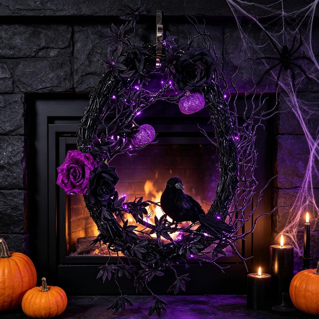 Gothic Mysterious Crow LED Light Luminous Sculpture, Resin Gothic Home Decor Accent, Raven Lamp for Halloween Gift, Bedroom Bedside, Living Room