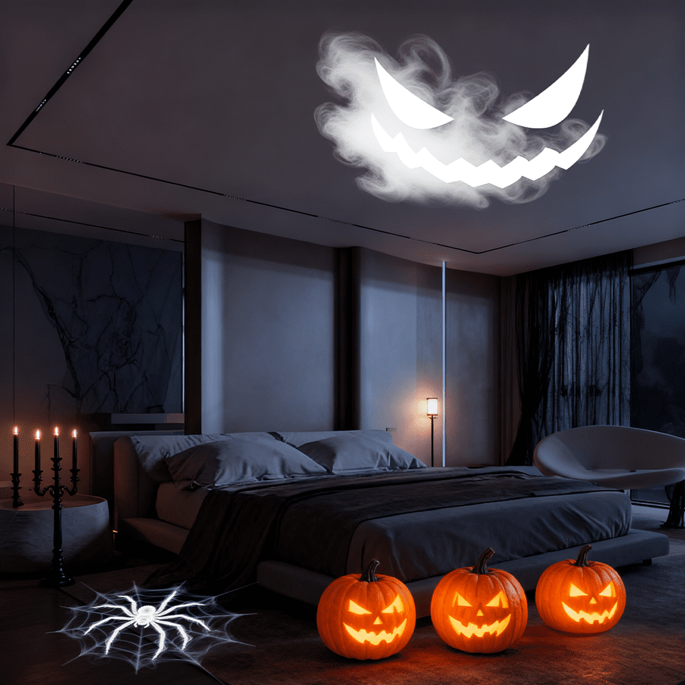 LED Projector Light, USB Powered Rotatable Multi-Angle Interior Atmosphere Lamp, Different Pattern, for Bedroom, Living Room, Holiday Halloween Party Decoration, 6 PACK