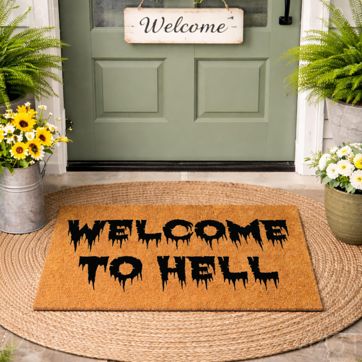 Doormat Welcome To Hell Welcome Mat Funny Doormat Funny Gift Halloween (18" x 30") #4431