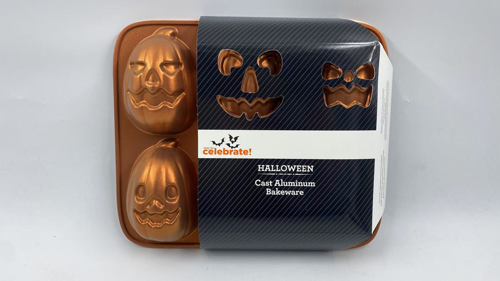 Way To Celebrate Pumpkin Cast Aluminum 6-Cavity Baking Pan, Orange Iridescent
