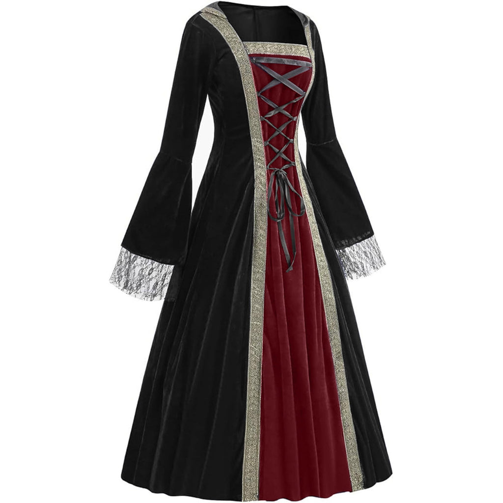 LYXSSBYX Maxi Dresses for Women Women's Long Sleeve Neck Dress Floor Length Cosplay Dress Plus Size Dress