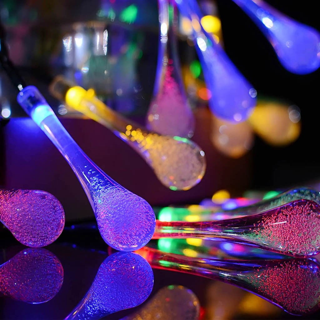 Gcvizuso Christmas Lights, String Lights, Outdoor Garden Party 20 LED Teardrop Solar Garden Lantern String