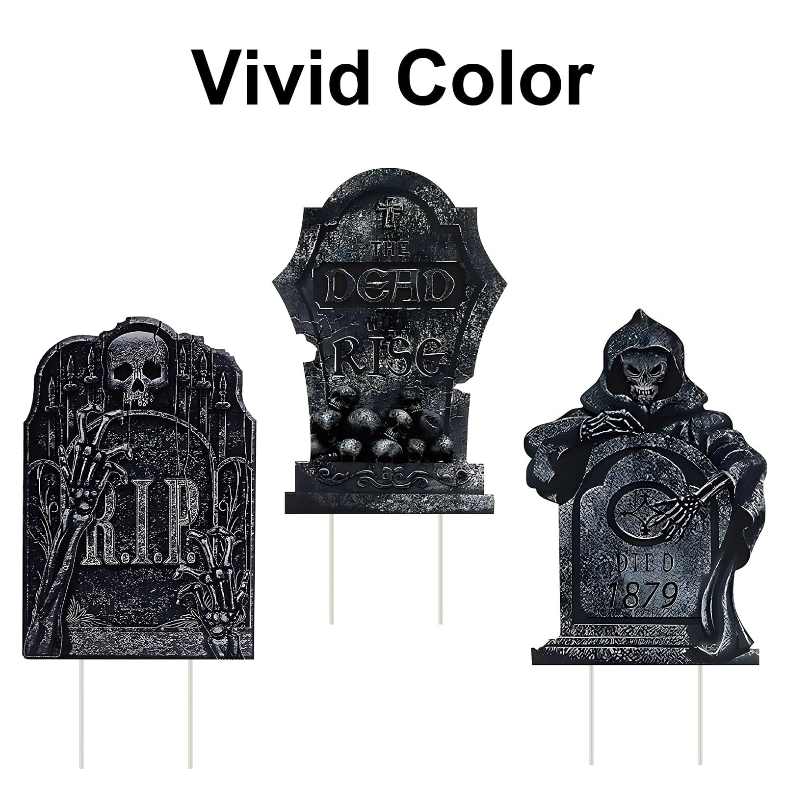 Gamexcel Halloween Gravestone Yard Signs, 10 Pack Tombstone Decorations with Stakes for Lawn, Garden and Haunted House