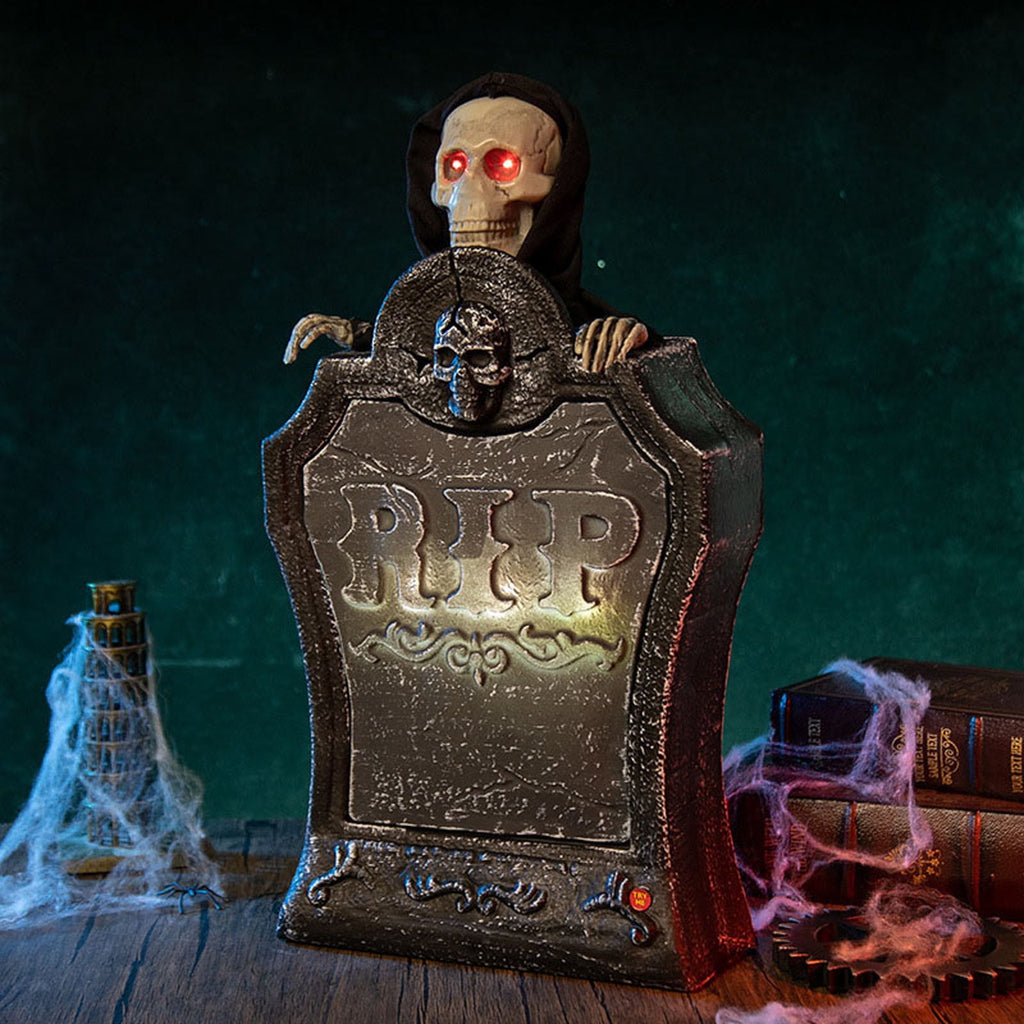 Aodebiao Halloween Animatronic Zombie Tombstone Animated Skeleton Decorations - Sensor Activated with Creepy Sound, Scary Move, Light Up Eyes, Spooky Decor Horror Prop for Indoor/Outdoor