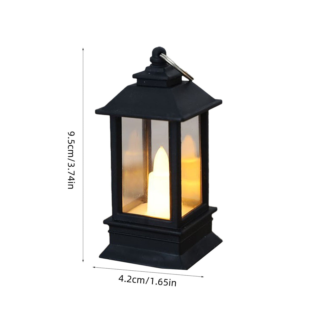 Lanterns Decorative Indoor & Outdoor- Black Candle Lantern, 3.7in Waterproof LED Lantern for Patio & Porch, Battery-Powered Hanging Vintage Lanterns with Timer for Weddings, Transparent