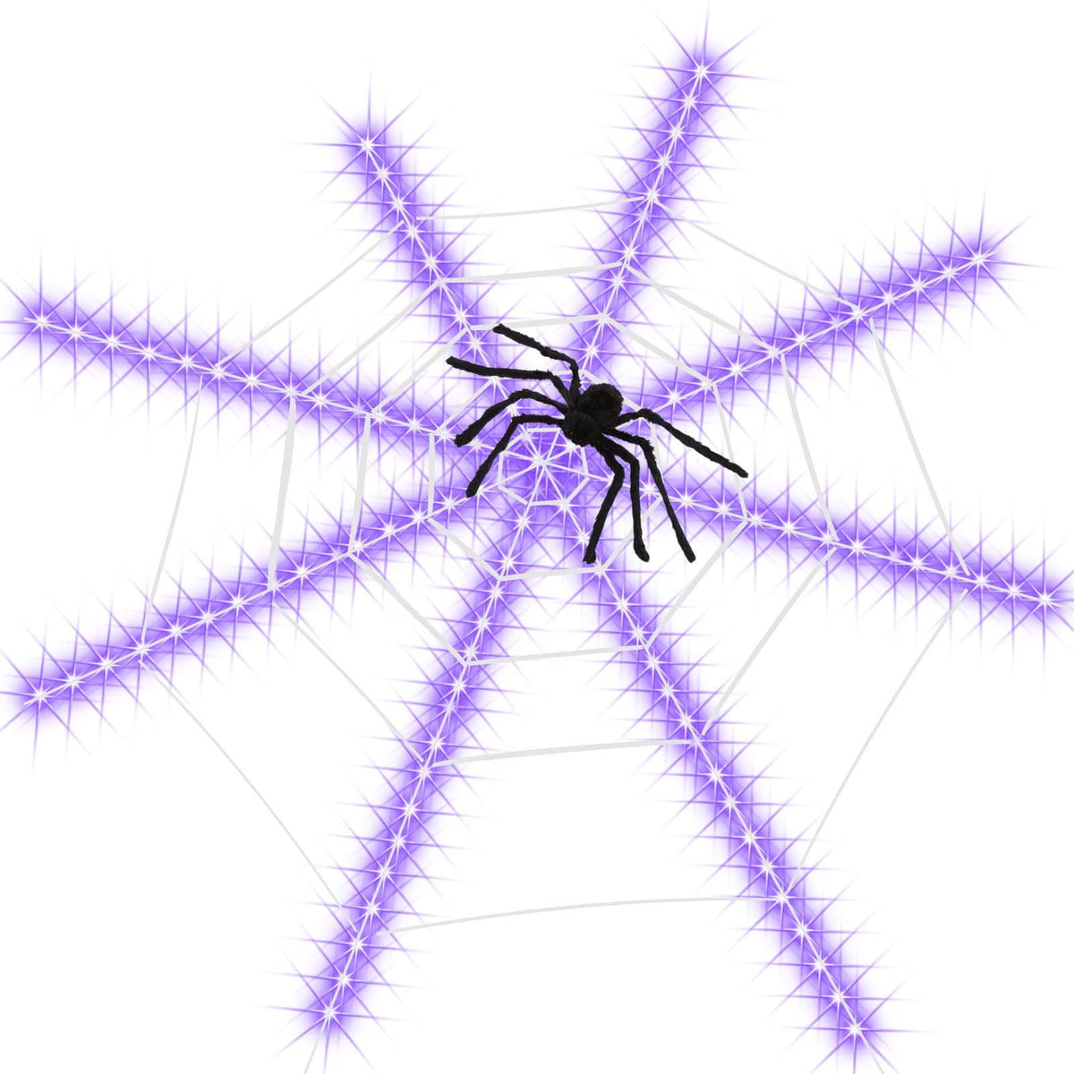 Loyerfyivos Spider Webs Halloween Decorations Lights, 2024 12ft Halloween Spider Web Lights with 1 Spider, 8 Modes, Waterproof & Timer, Perfect Outdoor Yard Halloween Decorations - Purple