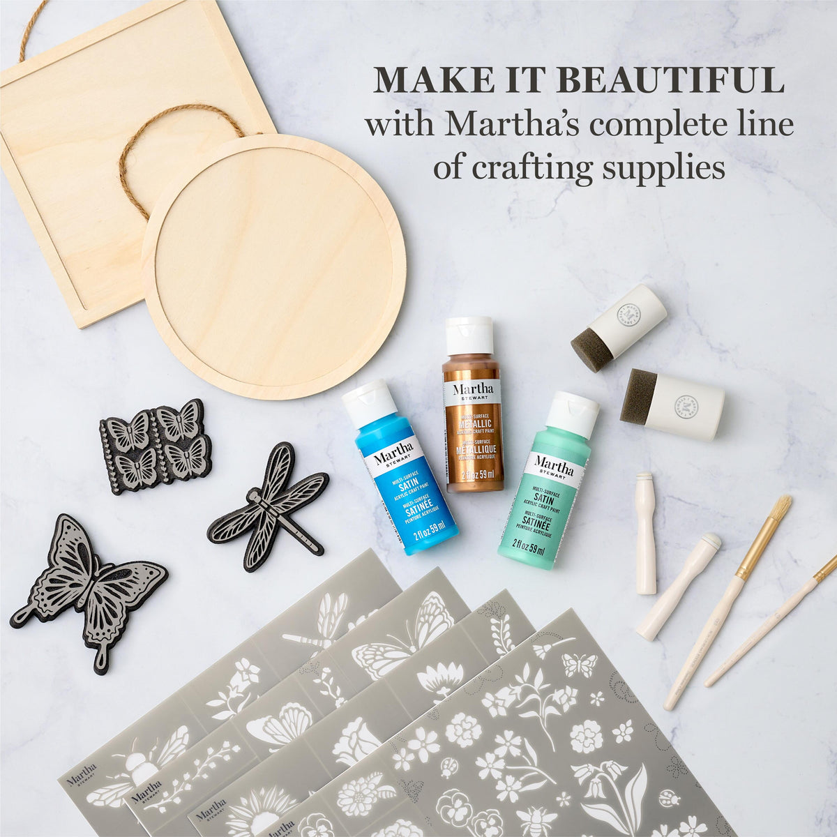 Martha Stewart Multi-Surface Acrylic Craft Paint, Satin Finish, Elevated Neutrals, Set of 12, 2 fl oz