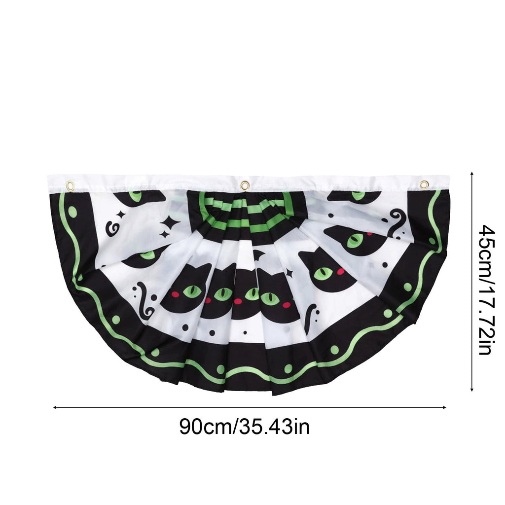 Elainilye Halloween Fan Flag Banner Outdoor Yard Fence Wall Hanging Decor for Indoor and Courtyard Party Supplies