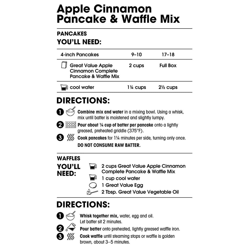Great Value Apple Cinnamon Pancake & Waffle Mix, 16 oz Box