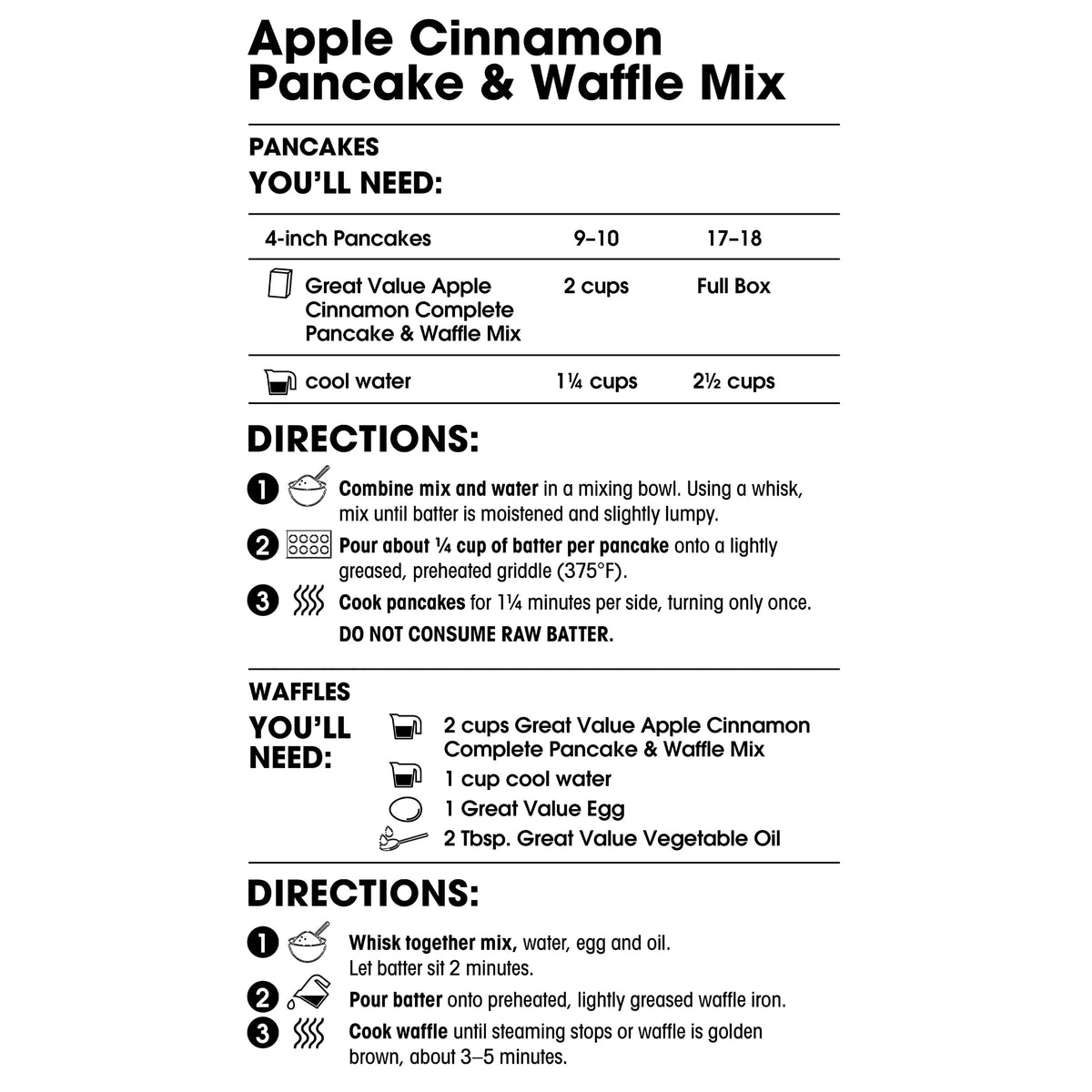 Great Value Apple Cinnamon Pancake & Waffle Mix, 16 oz Box