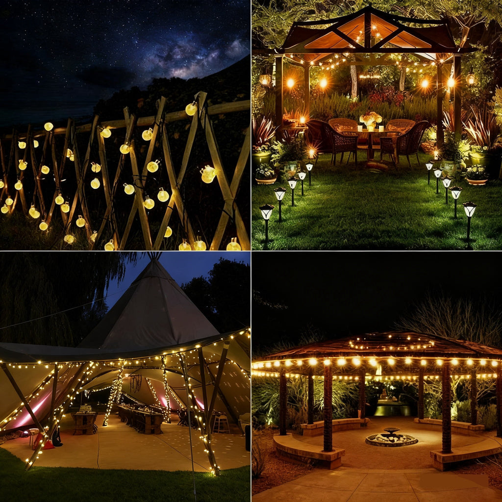 Toodour Solar String Lights Outdoor, 35.6ft 60 LED Waterproof Solar Powered Globe Patio Lights with 8 Modes for Garden Home Gazebo Yard Decorations (Warm White)