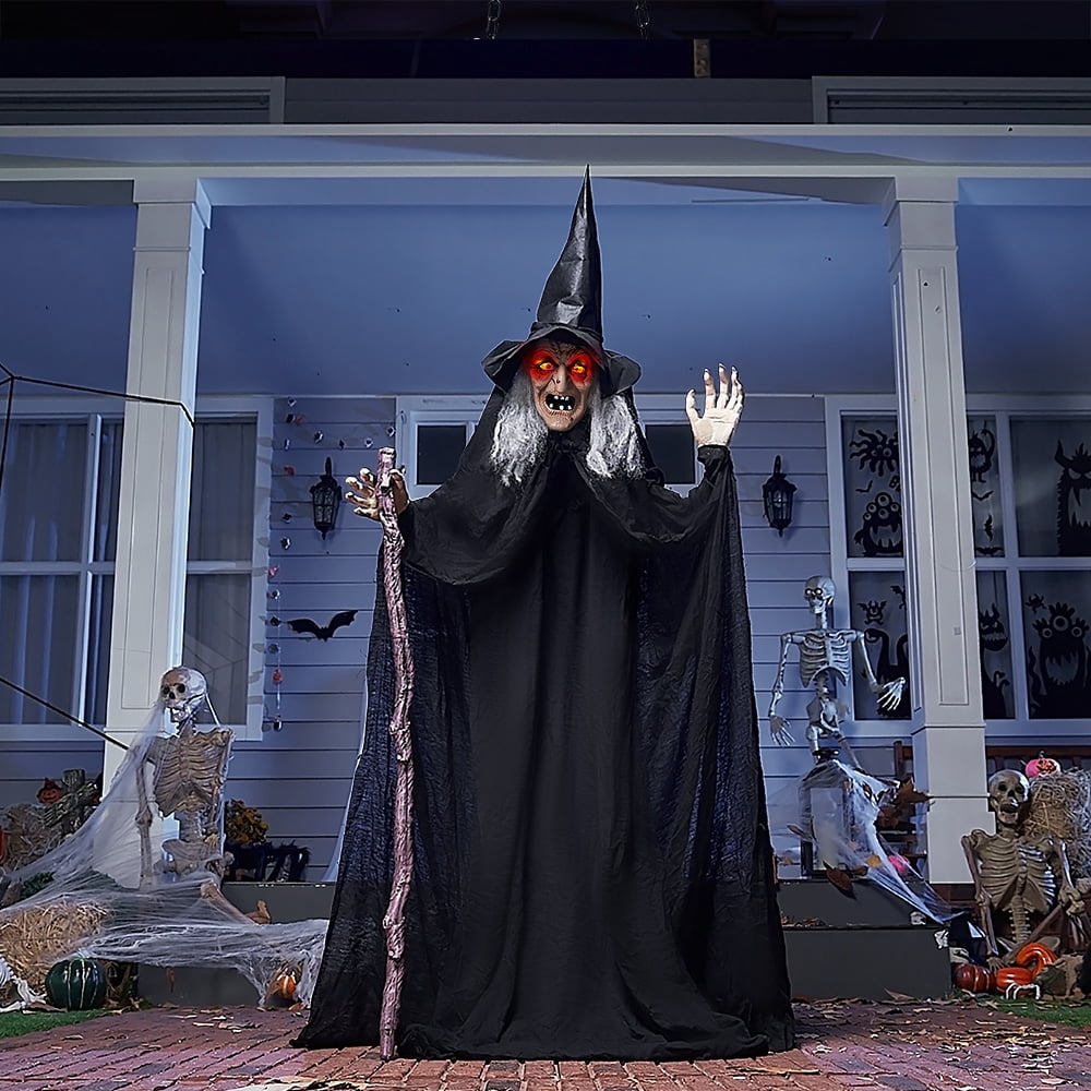 Joyfy 62"Halloween Standing Hunchback Witch with Light, Animatronics Large Halloween Decorations Outdoor, Radar Motion Activated with Creepy Sound & Eyes and Moving Head for Yard Garden Haunted Hous