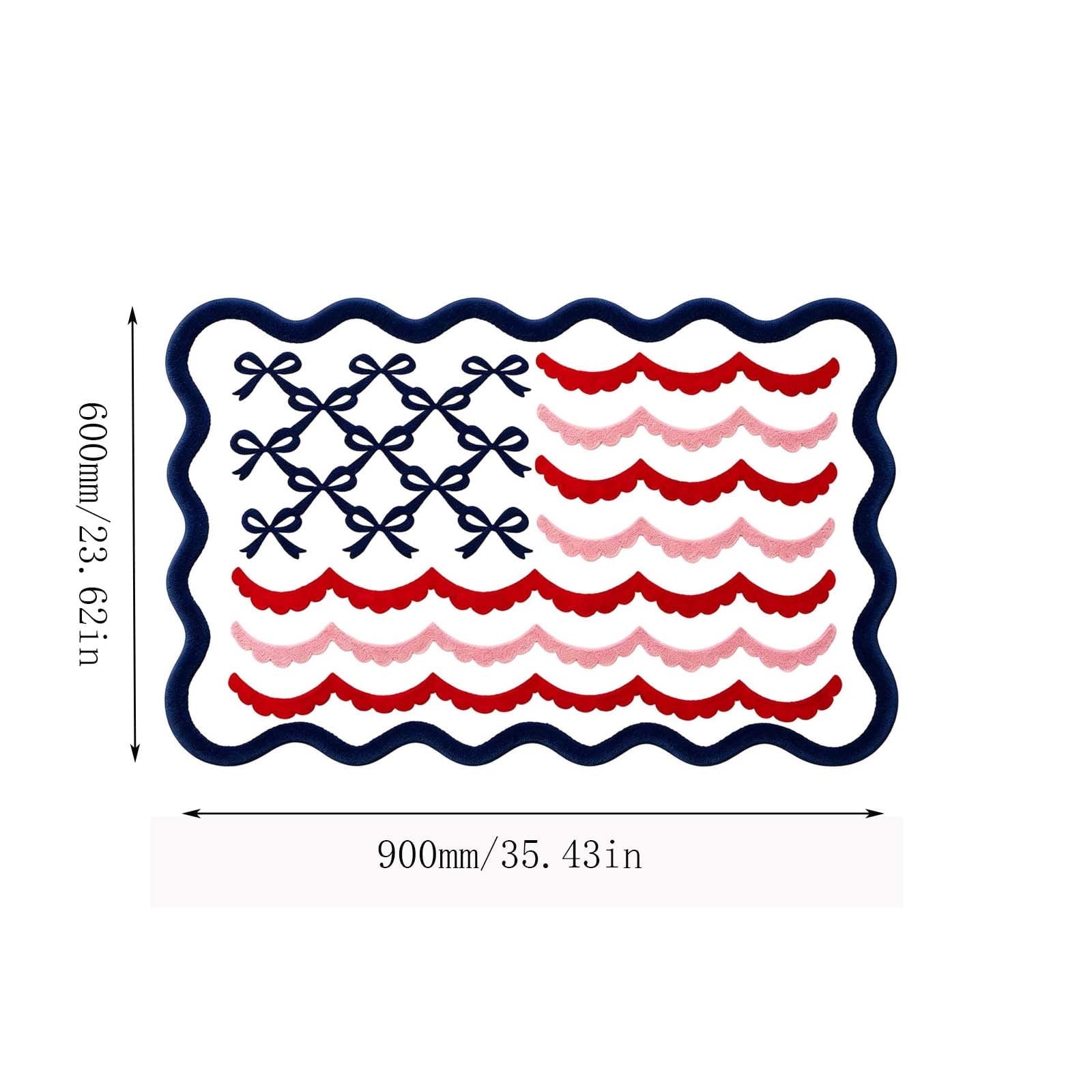 Patriotic Door Mat 4th of July Bow Flag Floor Doormats Independence Day Star Welcome Non Slip Mats for Front Porch Decor 16*24in Black