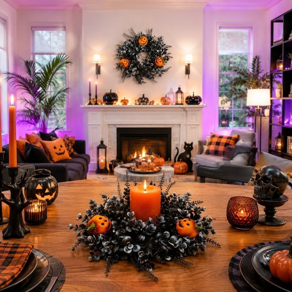 Boovnll Halloween Wreath, 18" Horror & Novelty Handmade Black Twig Glitter Bats Halloween Wreaths for Front Door Fireplace Wall Porch Party Decor, Halloween Decorations