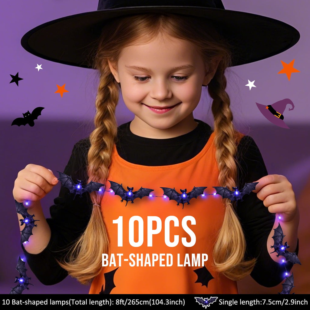Ayieyill Bats Halloween Lights, 9.8FT 30 LED Halloween String Lights for Indoor Outdoor Halloween Decorations and Halloween Decor