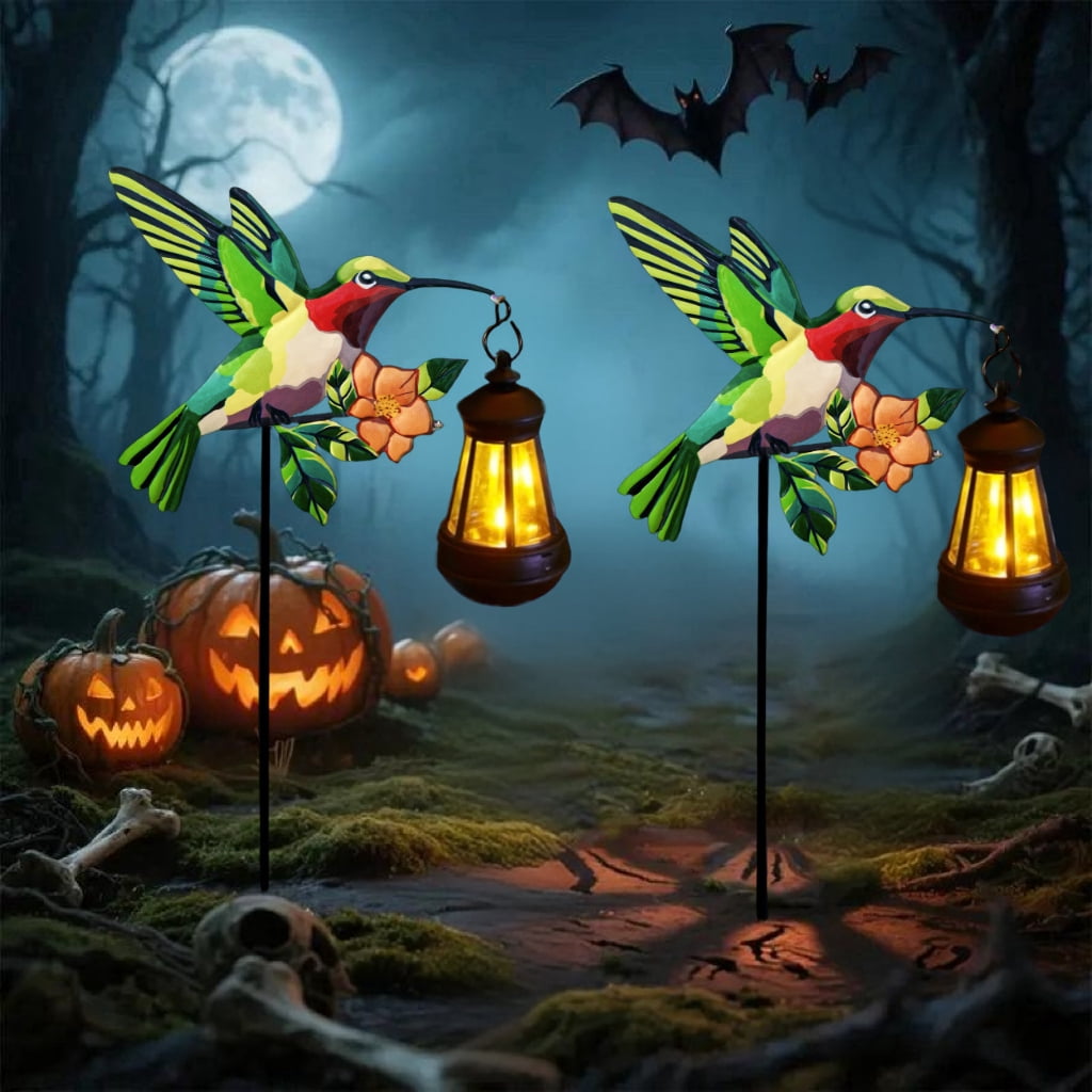 1/2 Pack Hummingbird Solar Lantern Lights, IP65 Waterproof Warm White Solar Hanging Lantern, Outdoor Solar Powered Decor for Yard Patio Garden Party Decorations