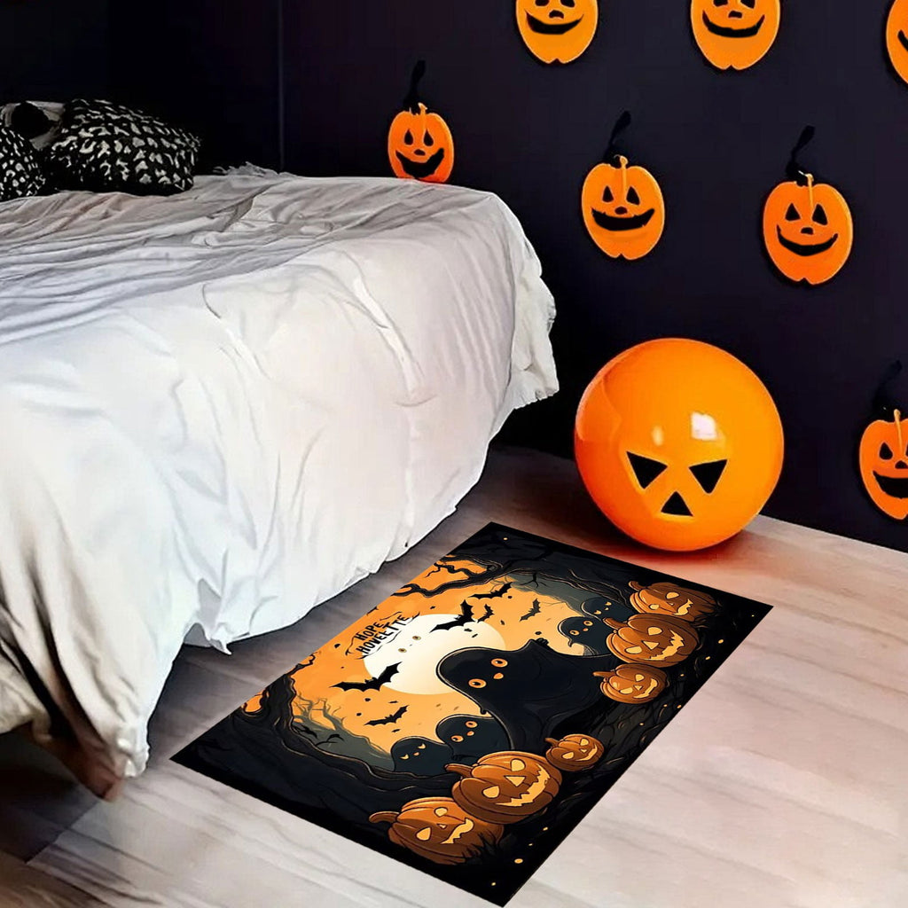 Xuniizn Halloween Mat, 16X24" Velvet Halloween Door Mat for Outside Entrance, Spooky Halloween Rug for Outdoor & Indoor, Non Slip Washable Halloween Doormat, Halloween Bathroom Decor