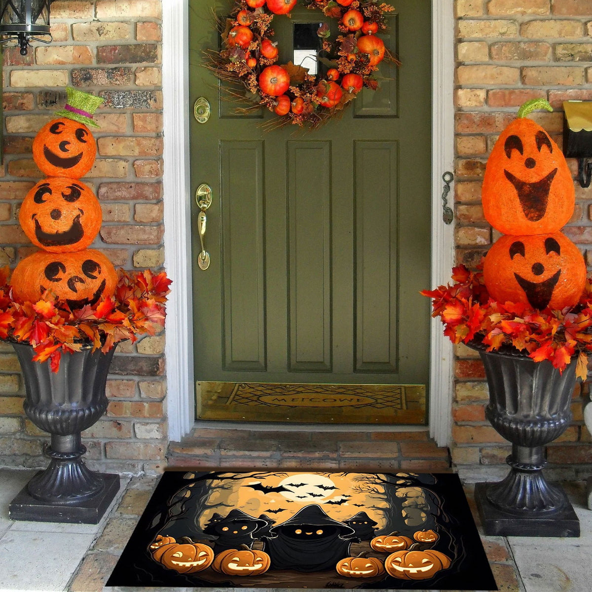 Xuniizn Halloween Mat, 16X24" Velvet Halloween Door Mat for Outside Entrance, Spooky Halloween Rug for Outdoor & Indoor, Non Slip Washable Halloween Doormat, Halloween Bathroom Decor
