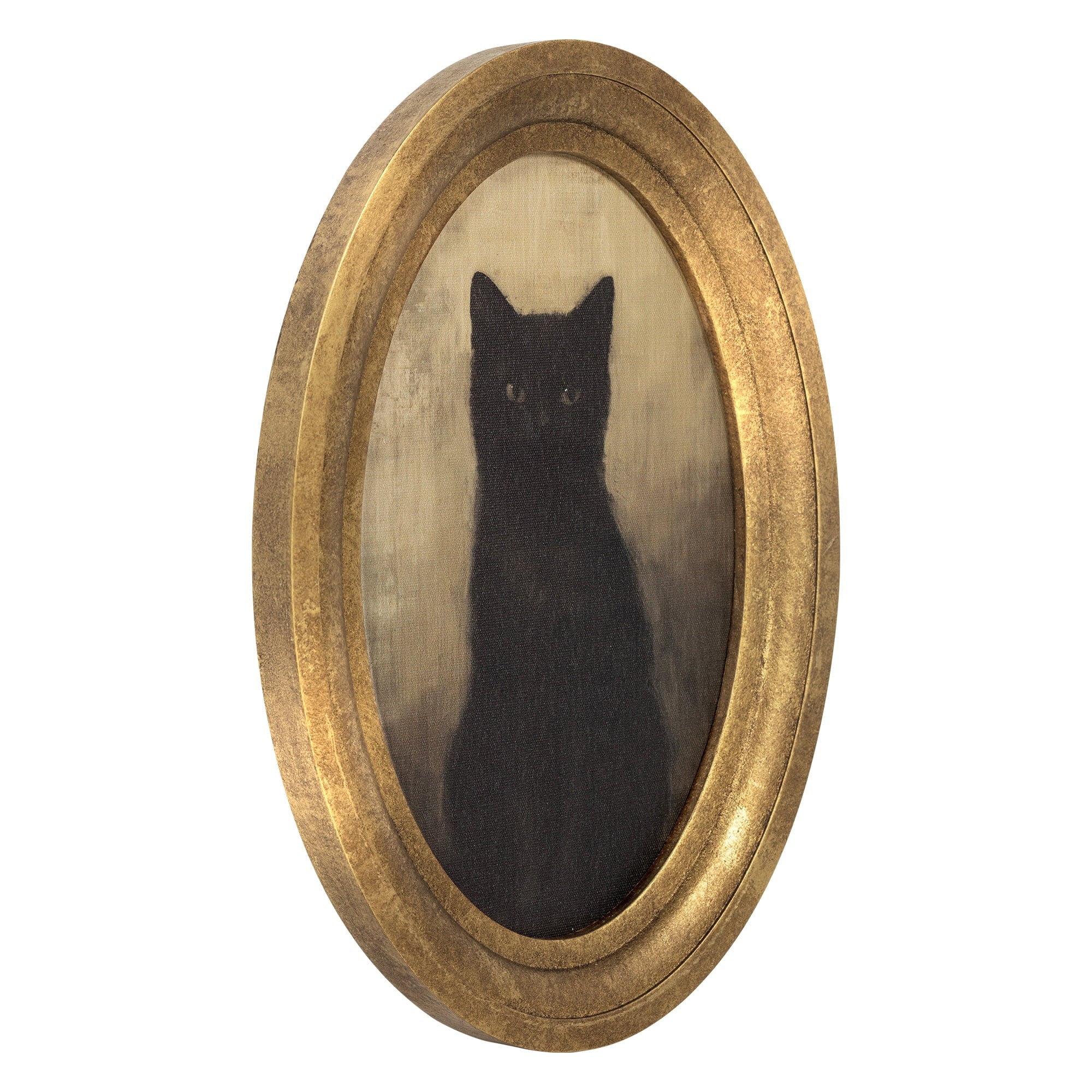 My Texas House Halloween Black Cat Oval MDF Canvas Print