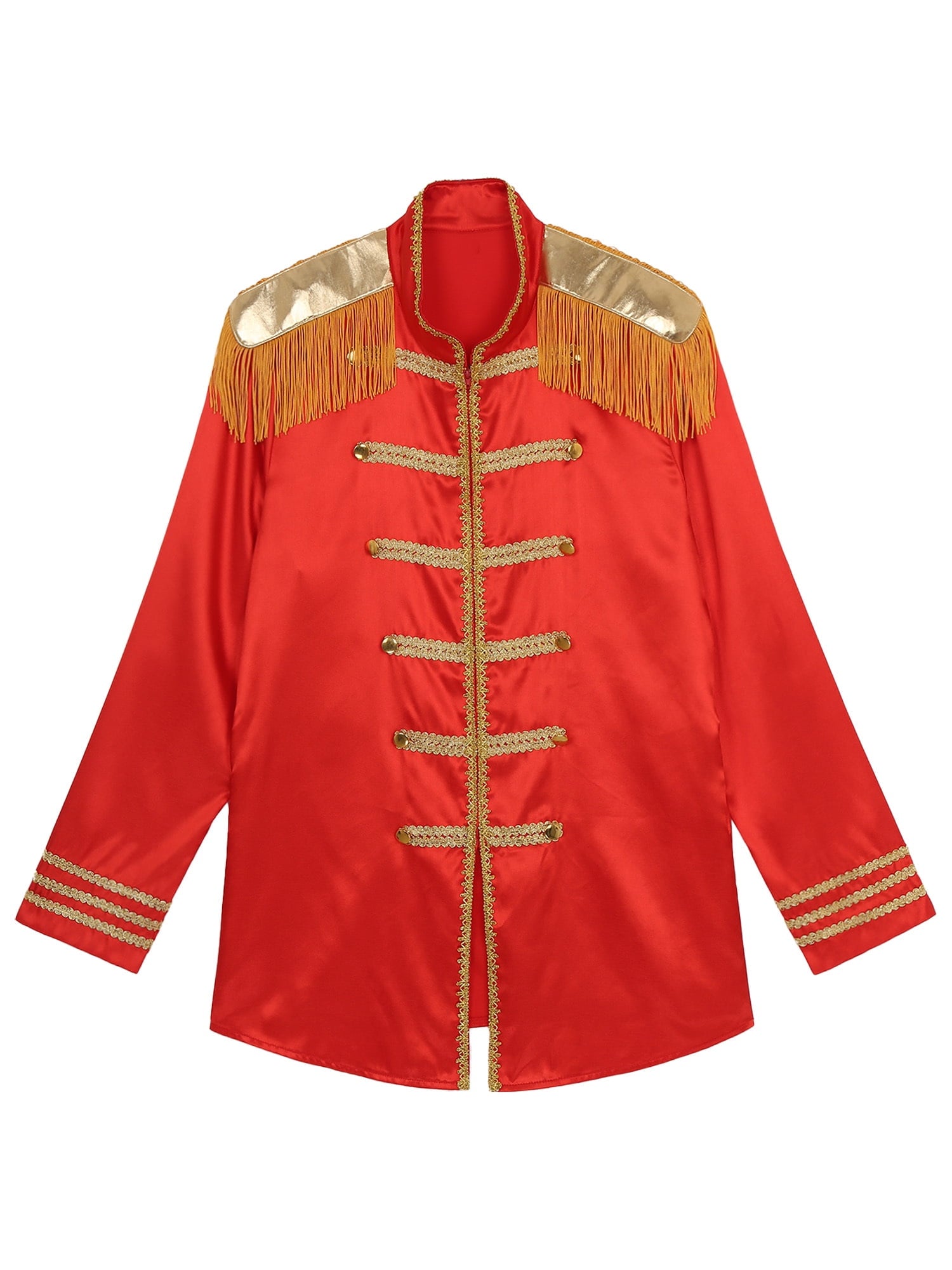 Eandarui Men's Halloween SGT Sergeant Pepper Costume Jacket Fancy Dress Hippie Music Star 1960s Shirt Red S